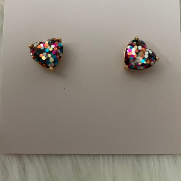 KATE SPADE My Love Glitter Heart Stud Earrings in Gold - Picture 2 of 2